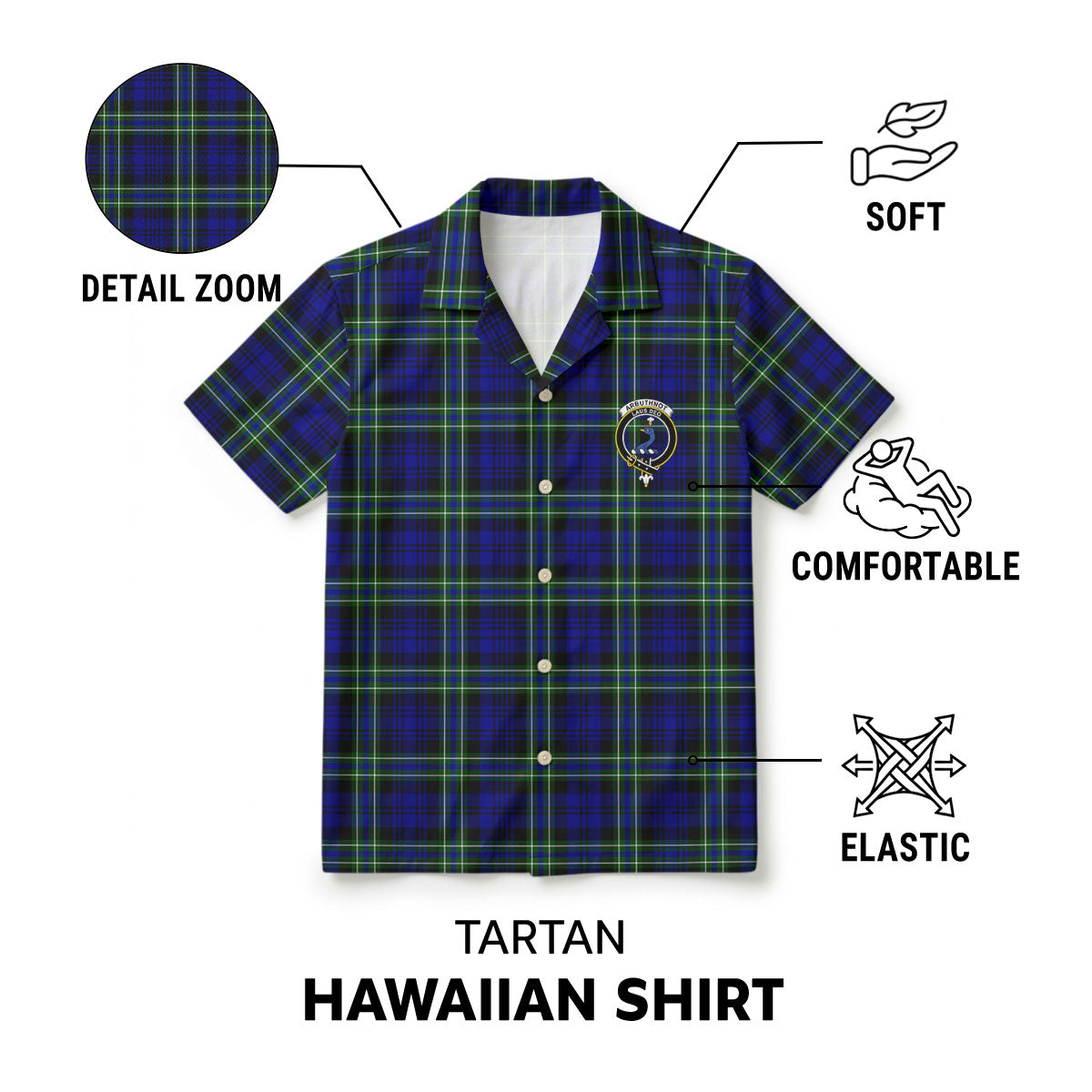 Arbuthnot Modern Tartan Crest Hawaiian Shirt