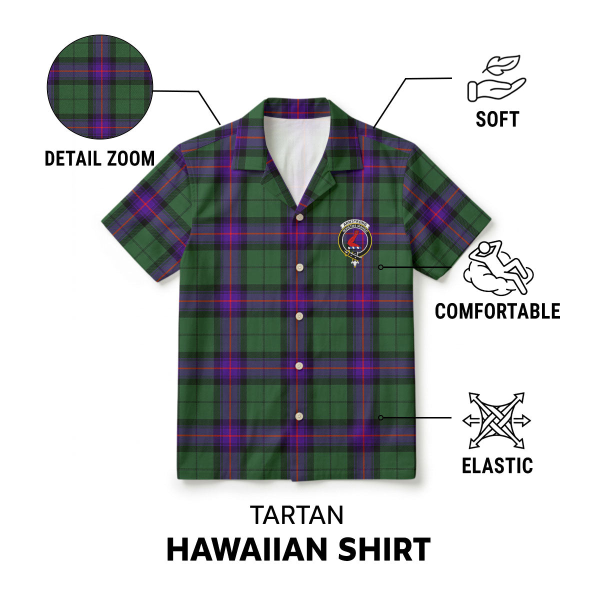 Armstrong Modern Tartan Crest Hawaiian Shirt