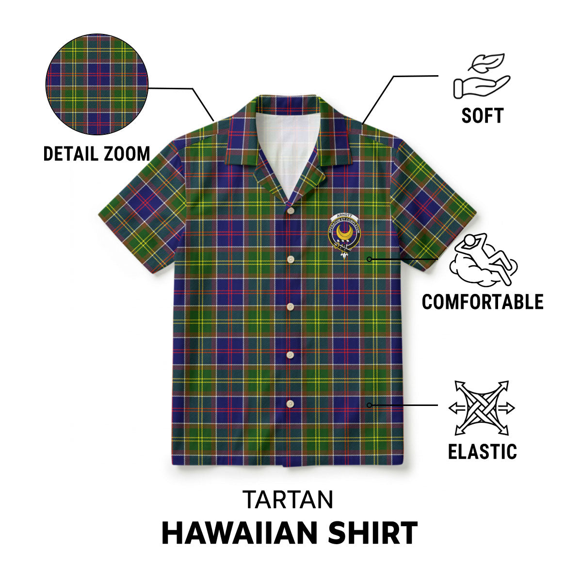 Arnott Tartan Crest Hawaiian Shirt