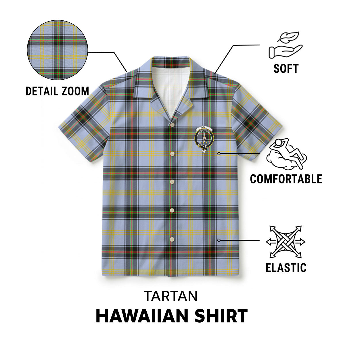 Bell of the Borders Tartan Crest Hawaiian Shirt
