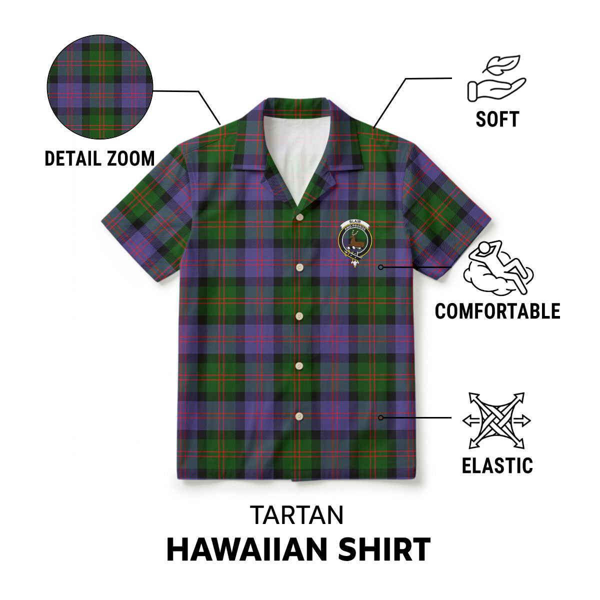Blair Modern Tartan Crest Hawaiian Shirt