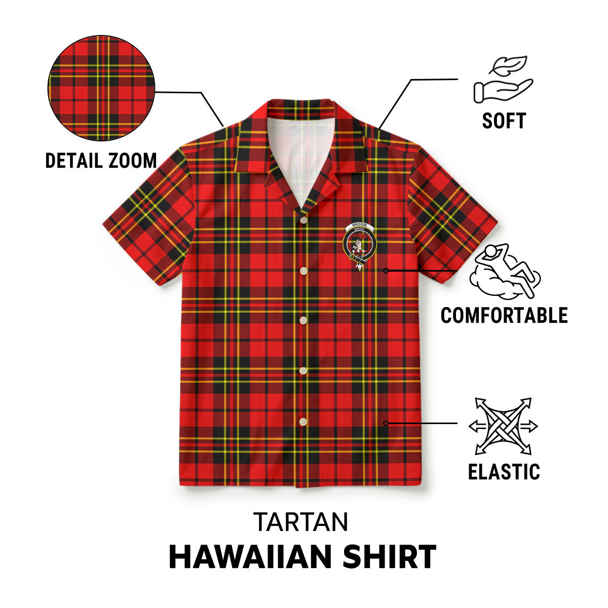 Brodie Modern Tartan Crest Hawaiian Shirt