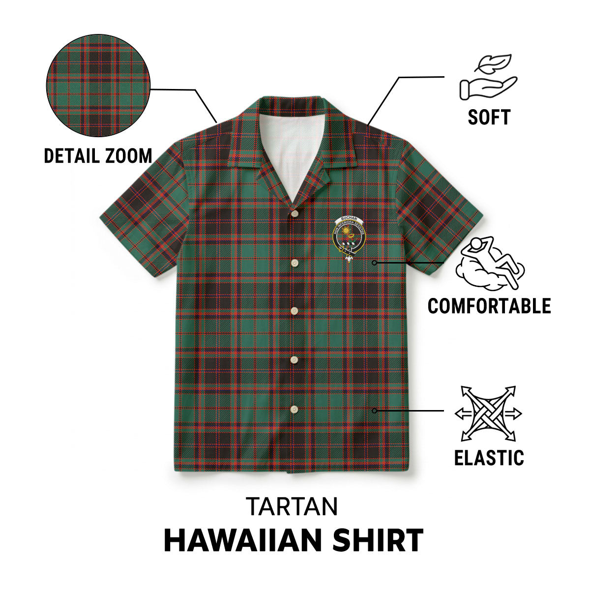 Buchan Ancient Tartan Crest Hawaiian Shirt
