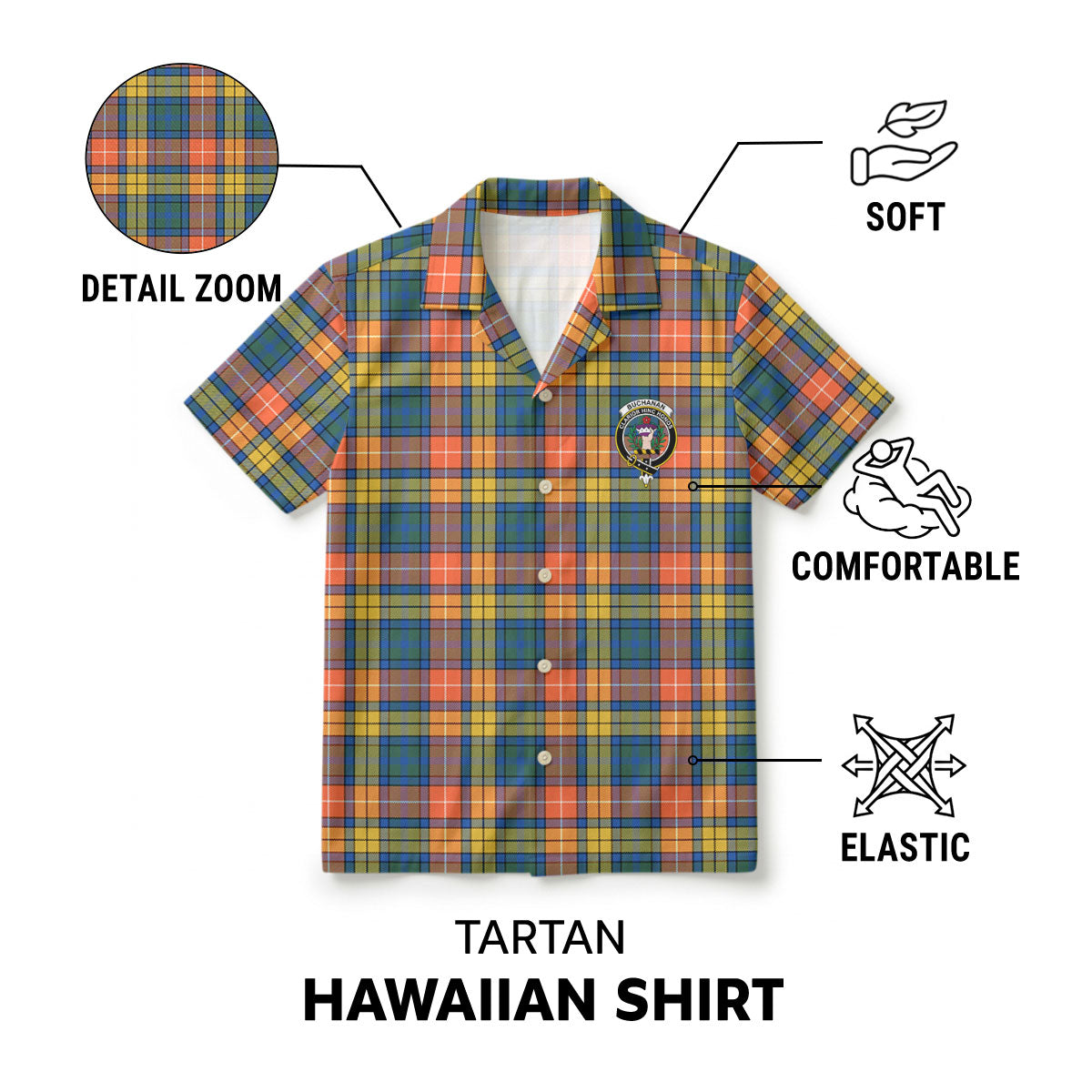 Buchanan Ancient Tartan Crest Hawaiian Shirt
