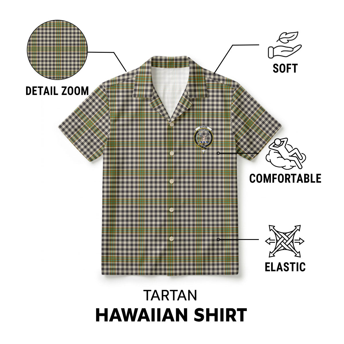 Burns Check Tartan Crest Hawaiian Shirt
