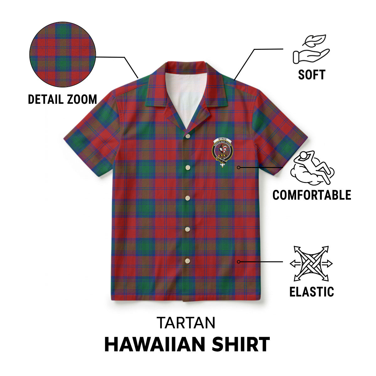 Byres Tartan Crest Hawaiian Shirt