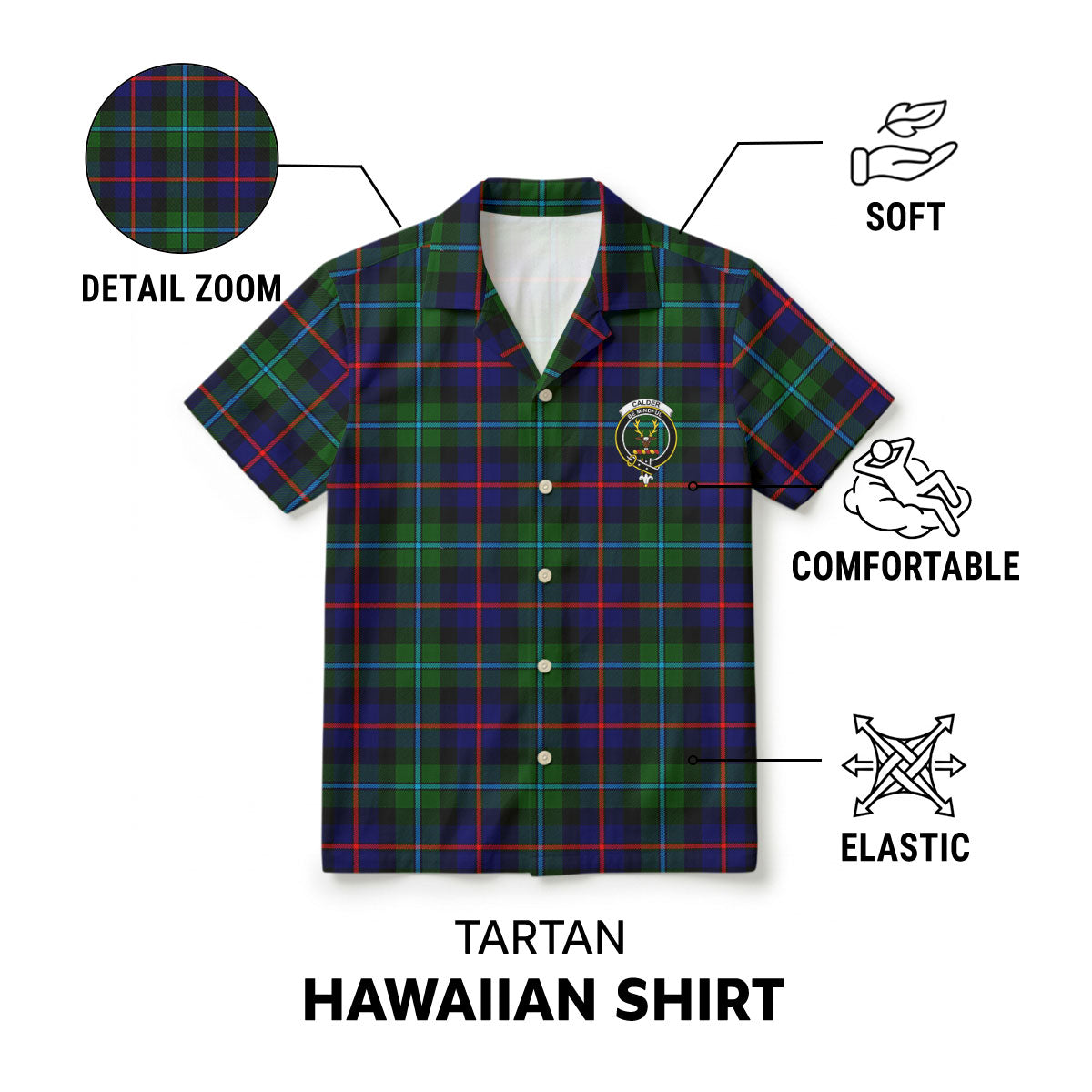 Calder Tartan Crest Hawaiian Shirt