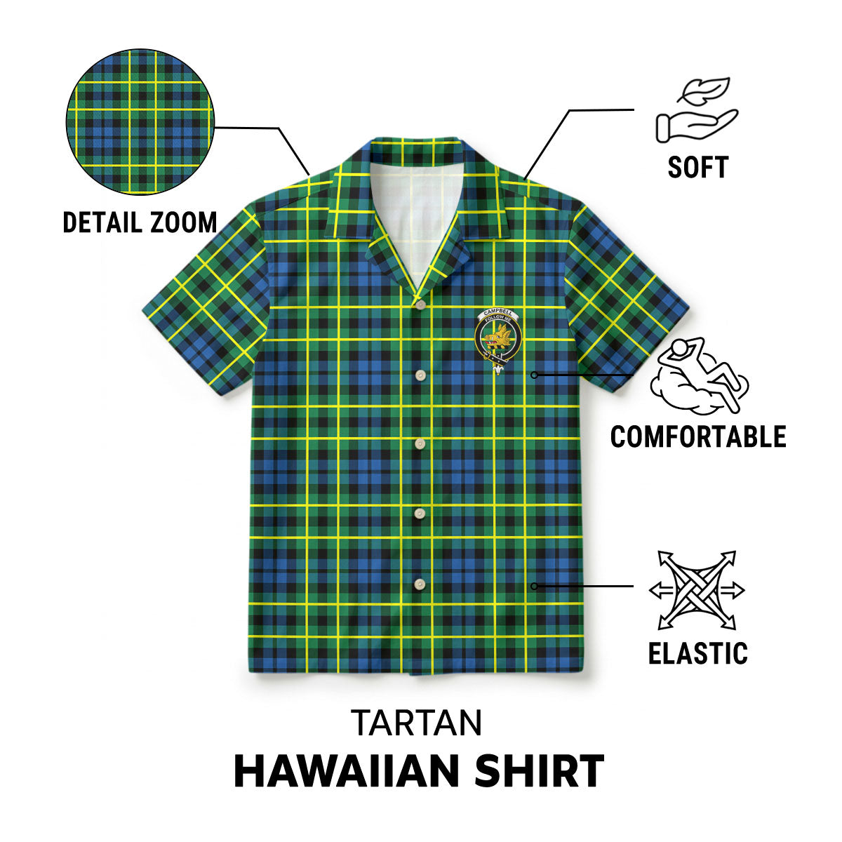 Campbell of Breadalbane Ancient Tartan Crest Hawaiian Shirt