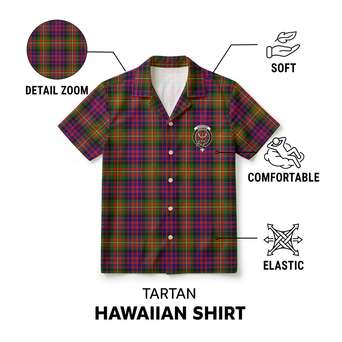 Carnegie Modern Tartan Crest Hawaiian Shirt
