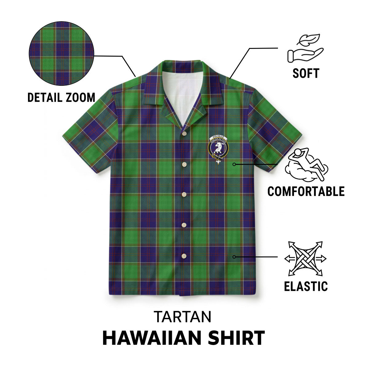 Colville Tartan Crest Hawaiian Shirt