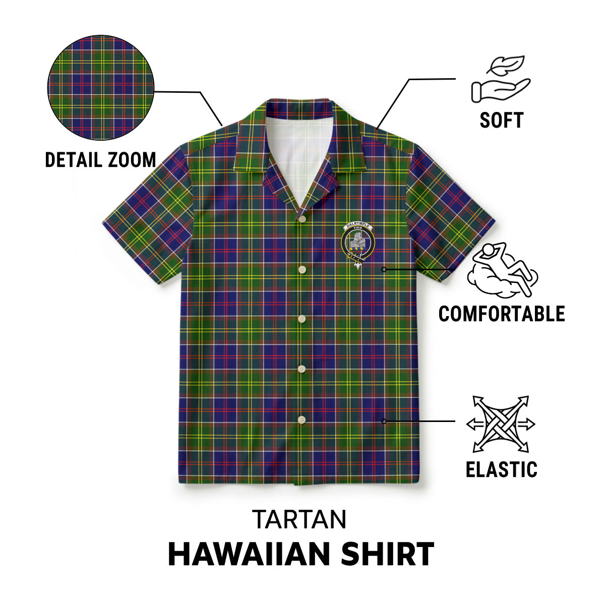 Dalrymple Tartan Crest Hawaiian Shirt