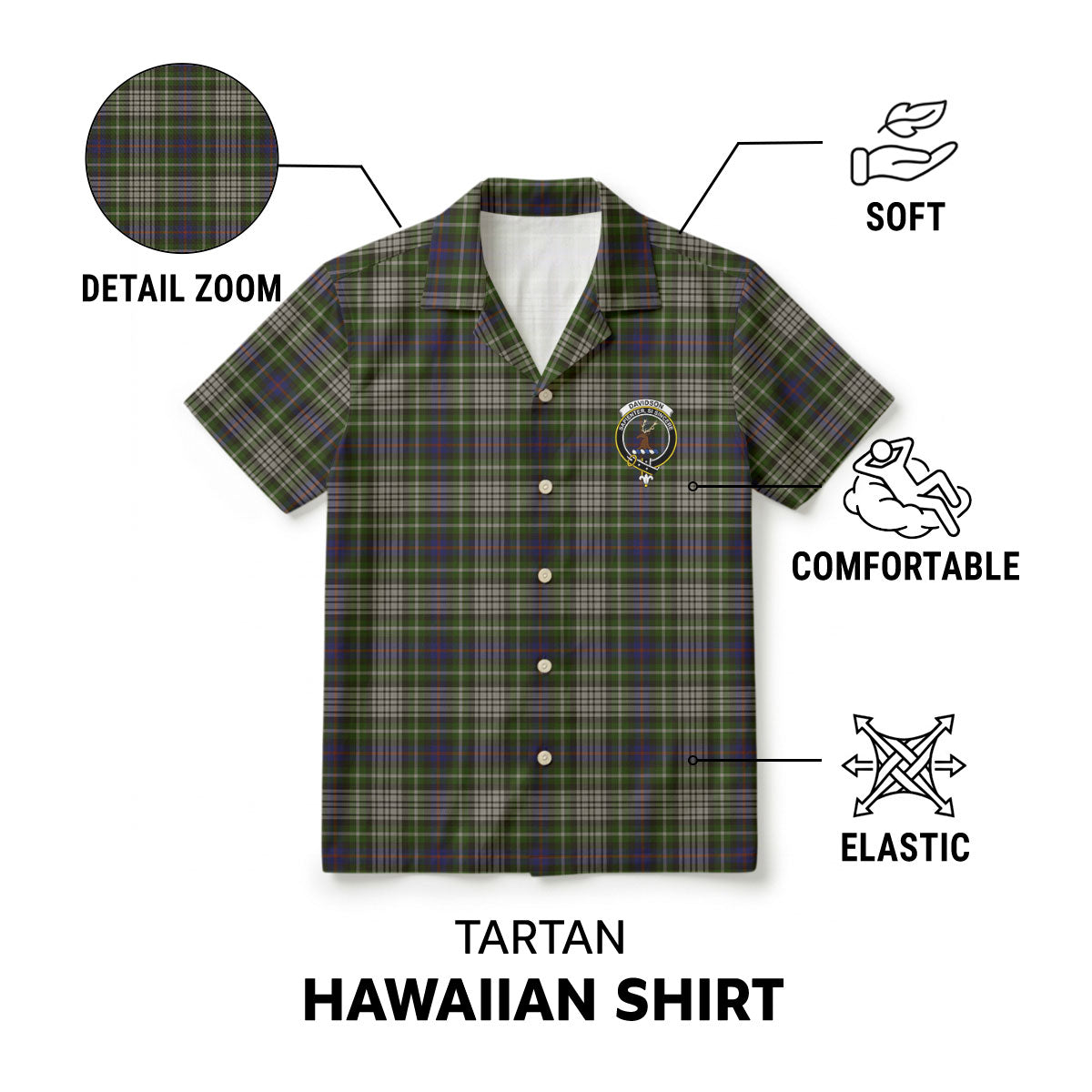 Davidson Tulloch Dress Tartan Crest Hawaiian Shirt