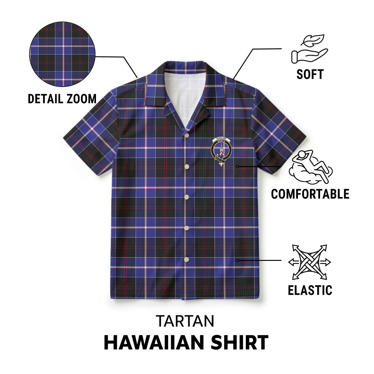 Dunlop Modern Tartan Crest Hawaiian Shirt