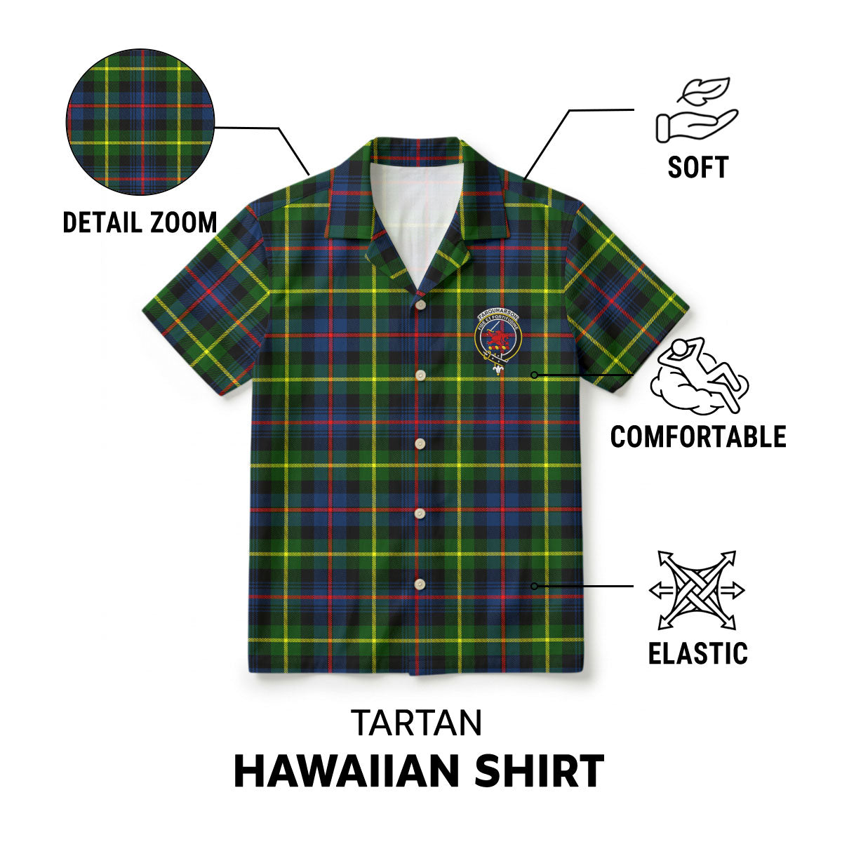 Farquharson Modern Tartan Crest Hawaiian Shirt
