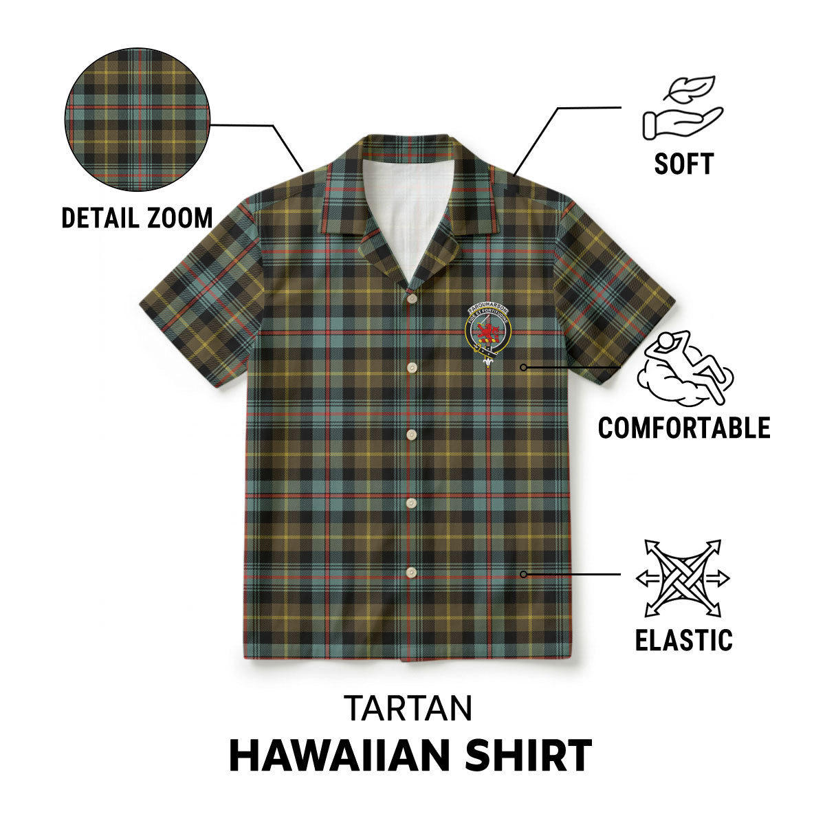 Farquharson Weathered Tartan Crest Hawaiian Shirt
