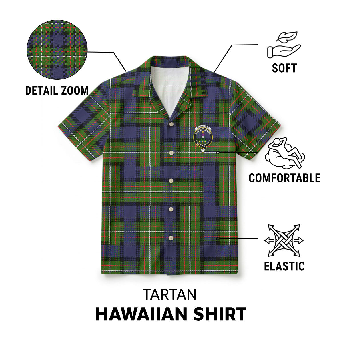 Ferguson Tartan Crest Hawaiian Shirt