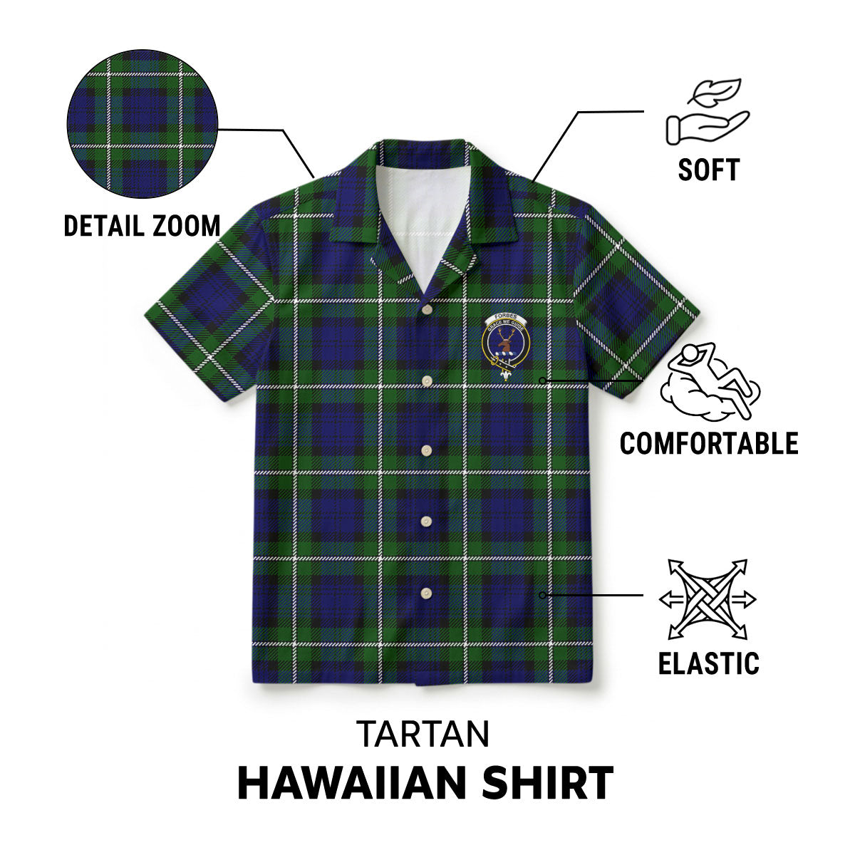 Forbes Modern Tartan Crest Hawaiian Shirt