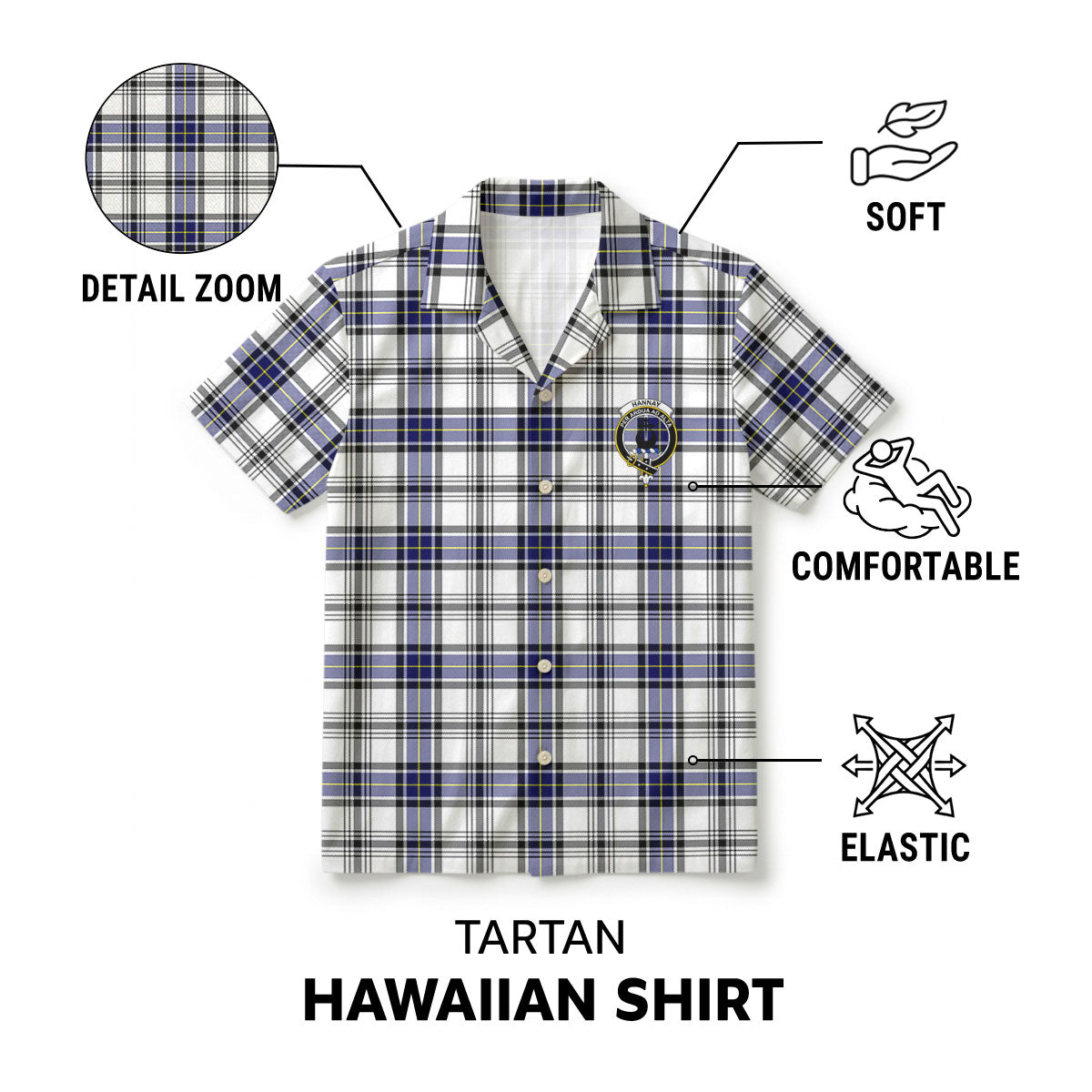 Hannay Modern Tartan Crest Hawaiian Shirt
