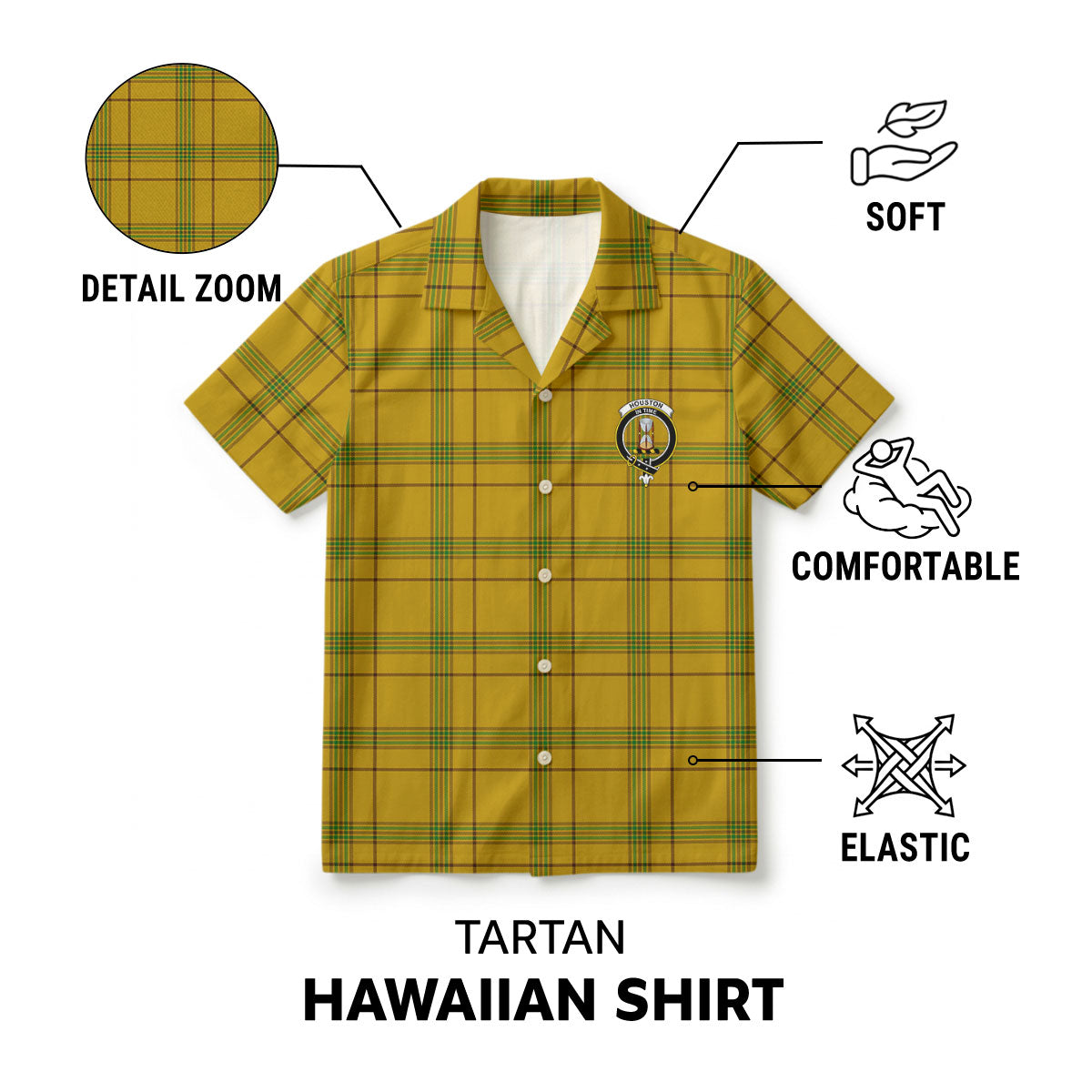 Houston Tartan Crest Hawaiian Shirt