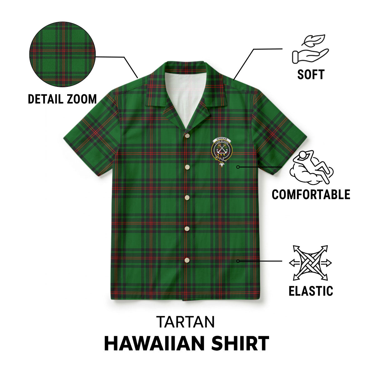 Kinnear Tartan Crest Hawaiian Shirt