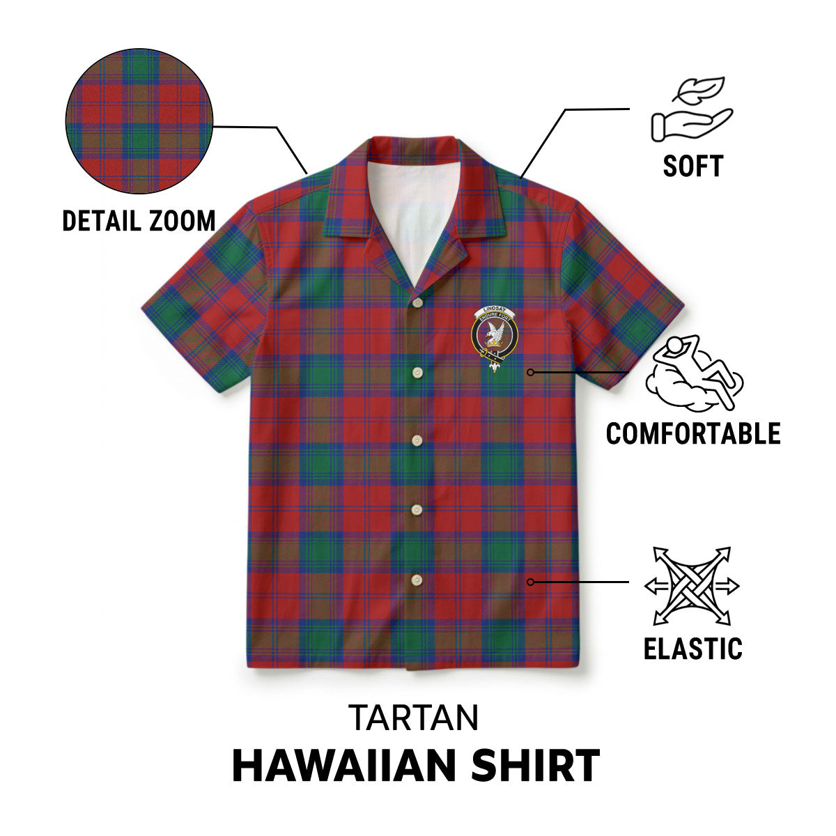 Lindsay Modern Tartan Crest Hawaiian Shirt