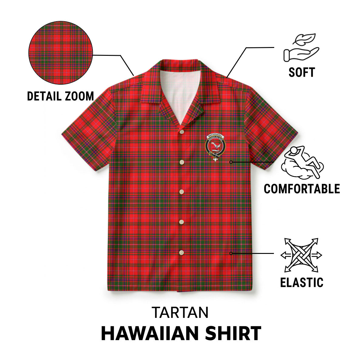 MacDougall Modern Tartan Crest Hawaiian Shirt