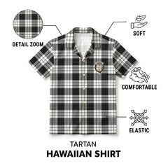 MacFarlane Black - White Tartan Crest Hawaiian Shirt