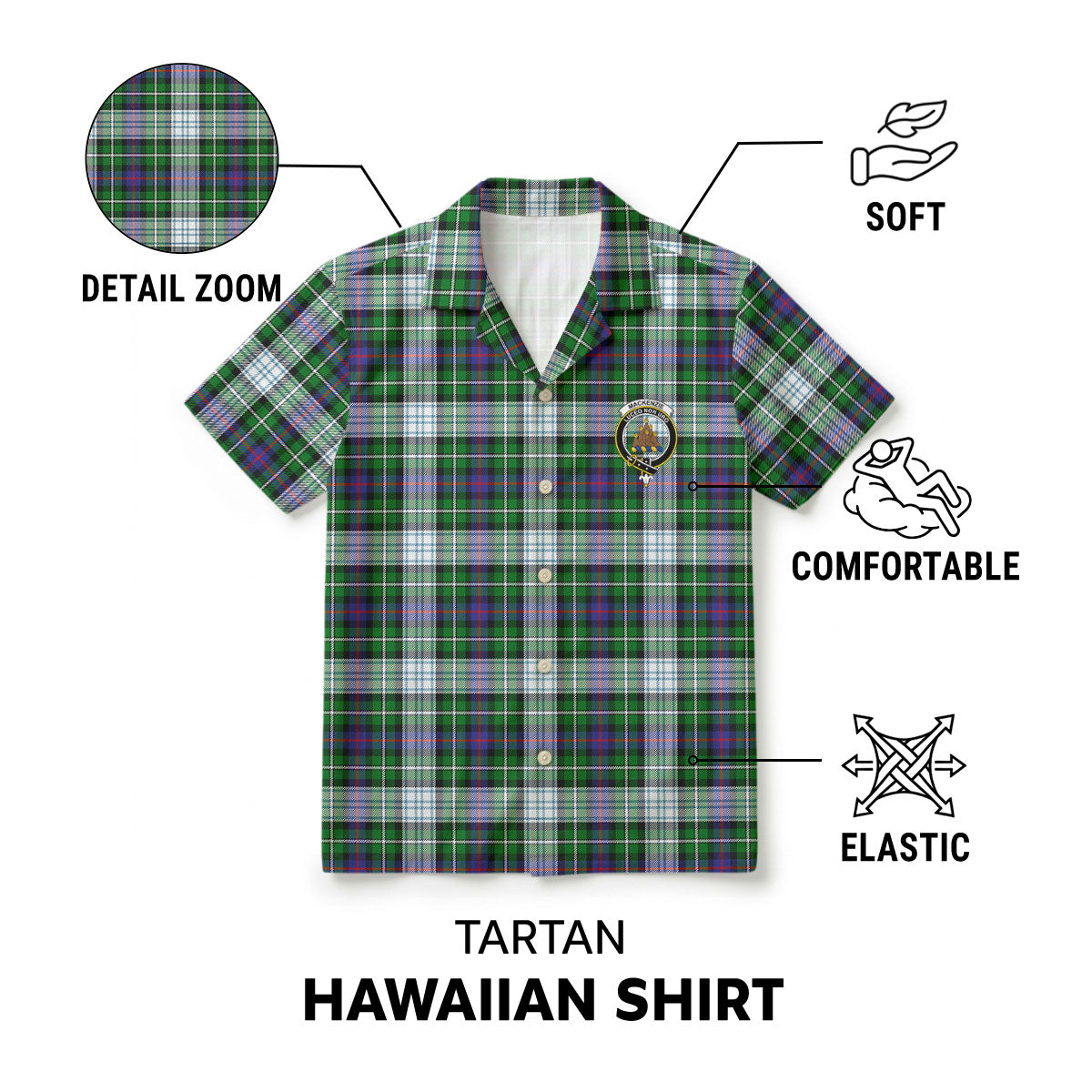 MacKenzie Dress Modern Tartan Crest Hawaiian Shirt