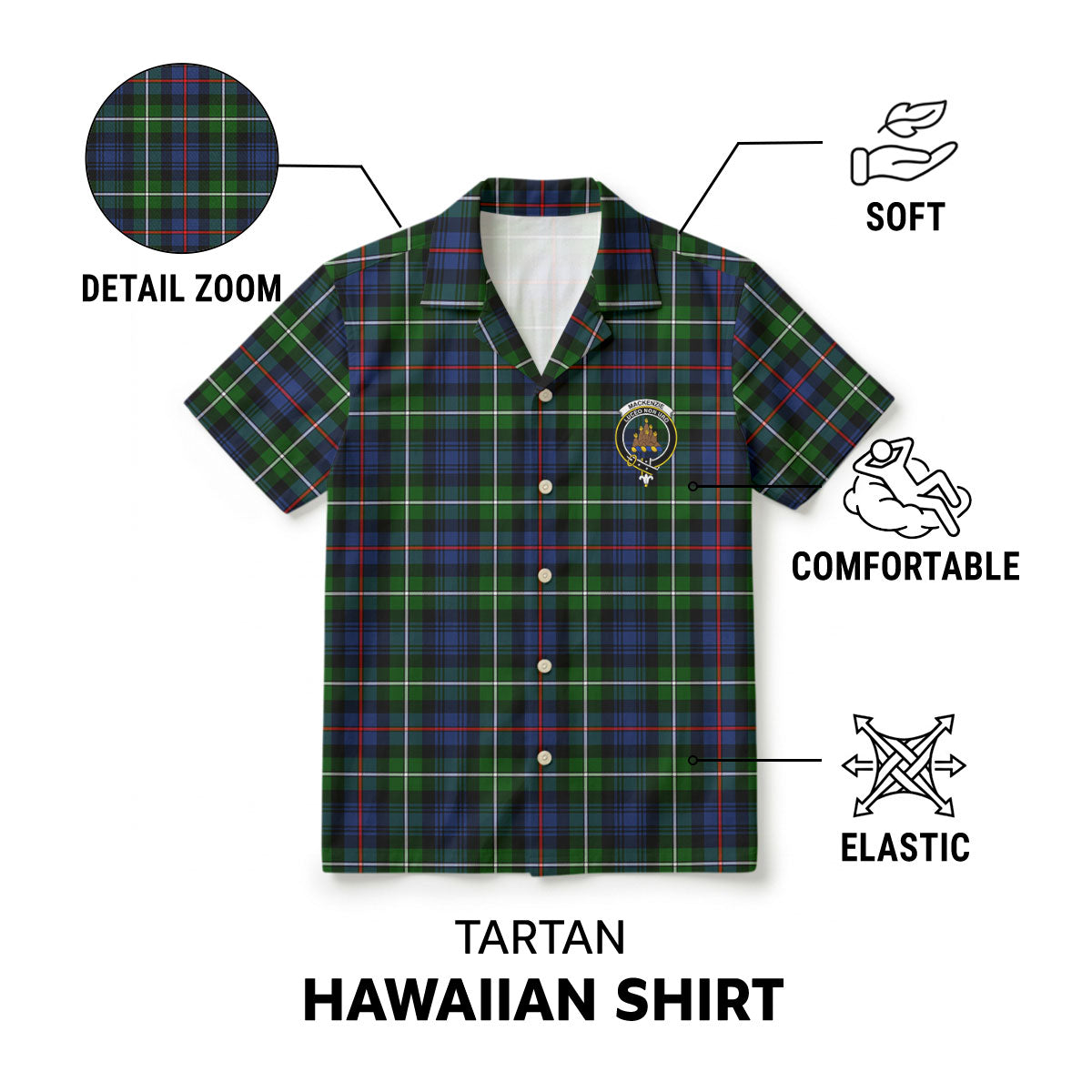 MacKenzie Modern Tartan Crest Hawaiian Shirt