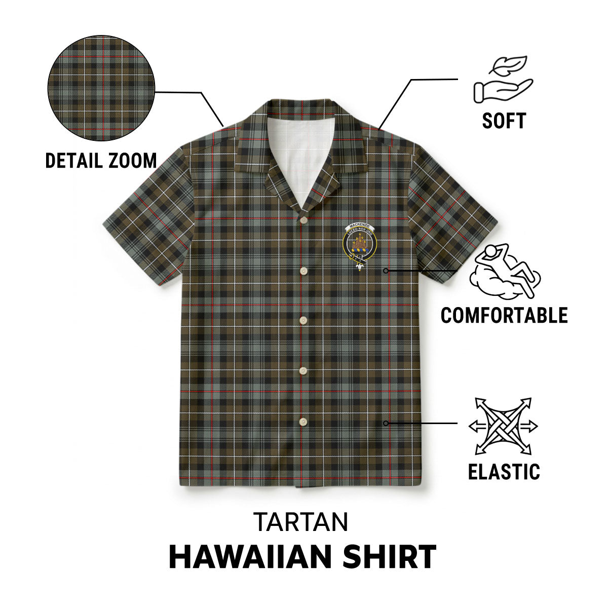 MacKenzie Weathered Tartan Crest Hawaiian Shirt