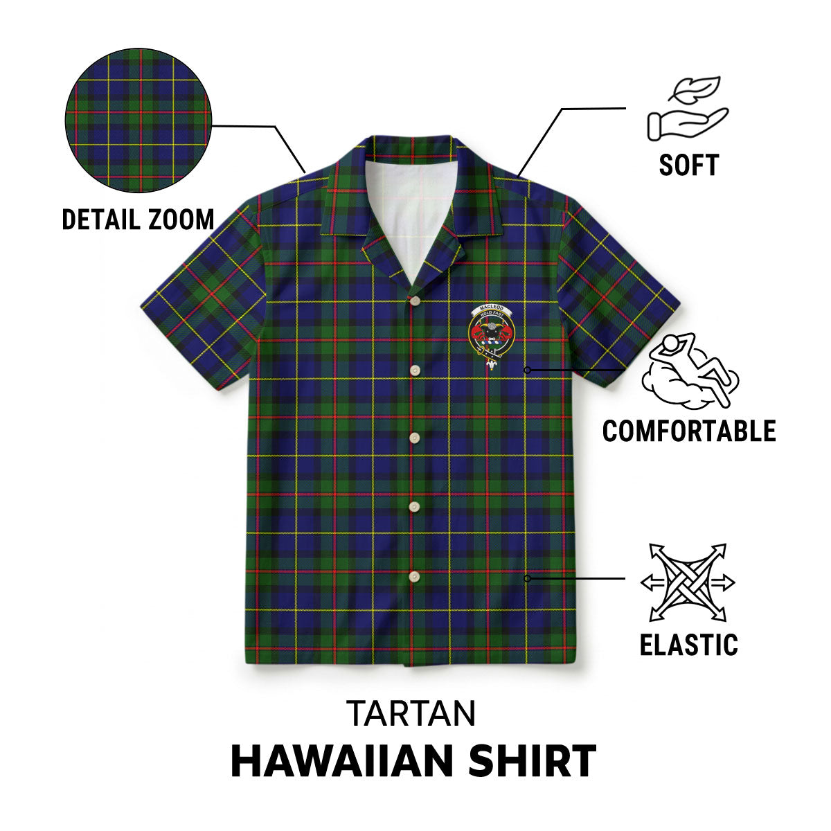MacLeod of Harris Modern Tartan Crest Hawaiian Shirt