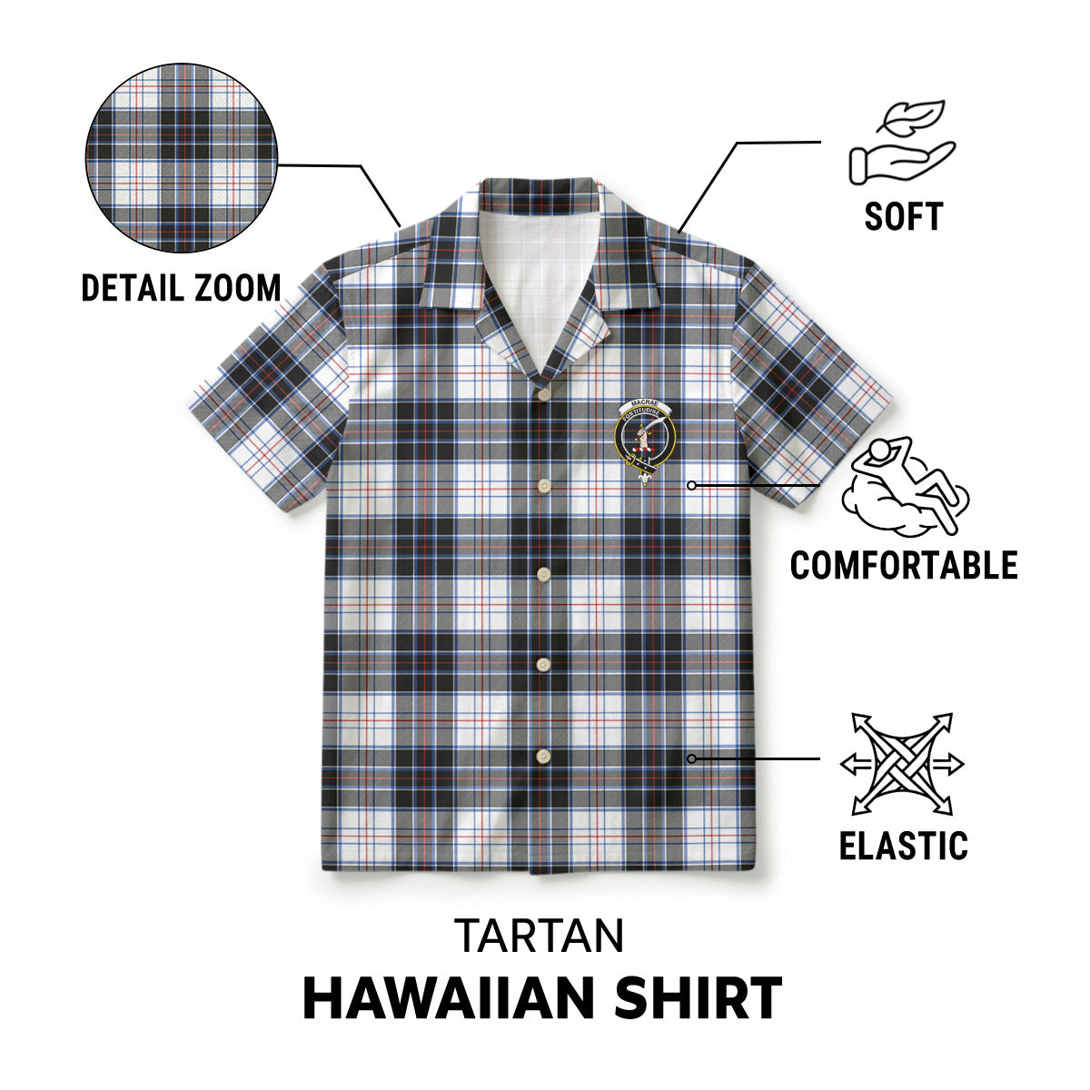 MacRae Dress Modern Tartan Crest Hawaiian Shirt