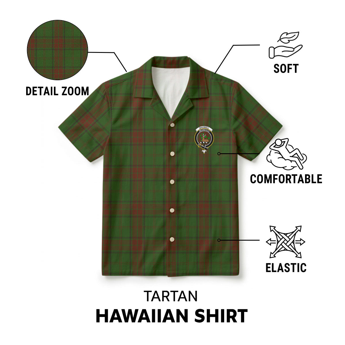 Maxwell Hunting Tartan Crest Hawaiian Shirt