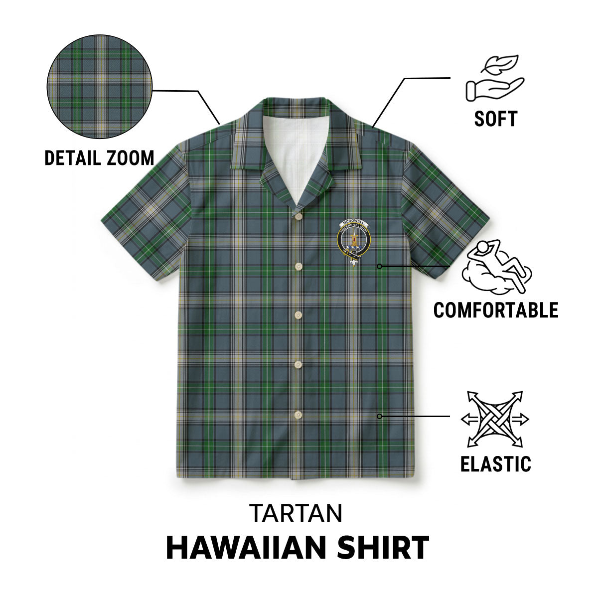 McDowell (MacDowell) Tartan Crest Hawaiian Shirt
