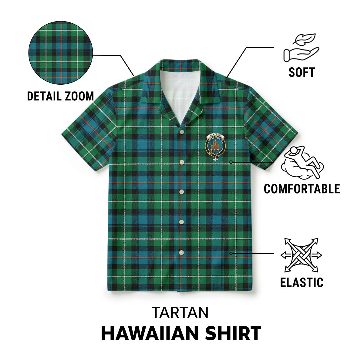 McKenzie Ancient Tartan Crest Hawaiian Shirt