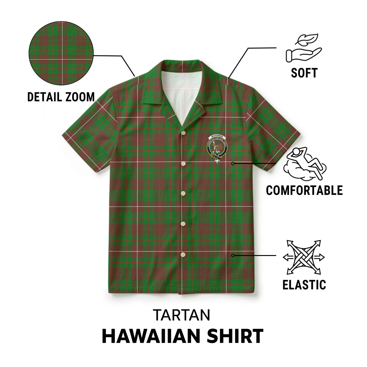 McKinnon Hunting Modern Tartan Crest Hawaiian Shirt