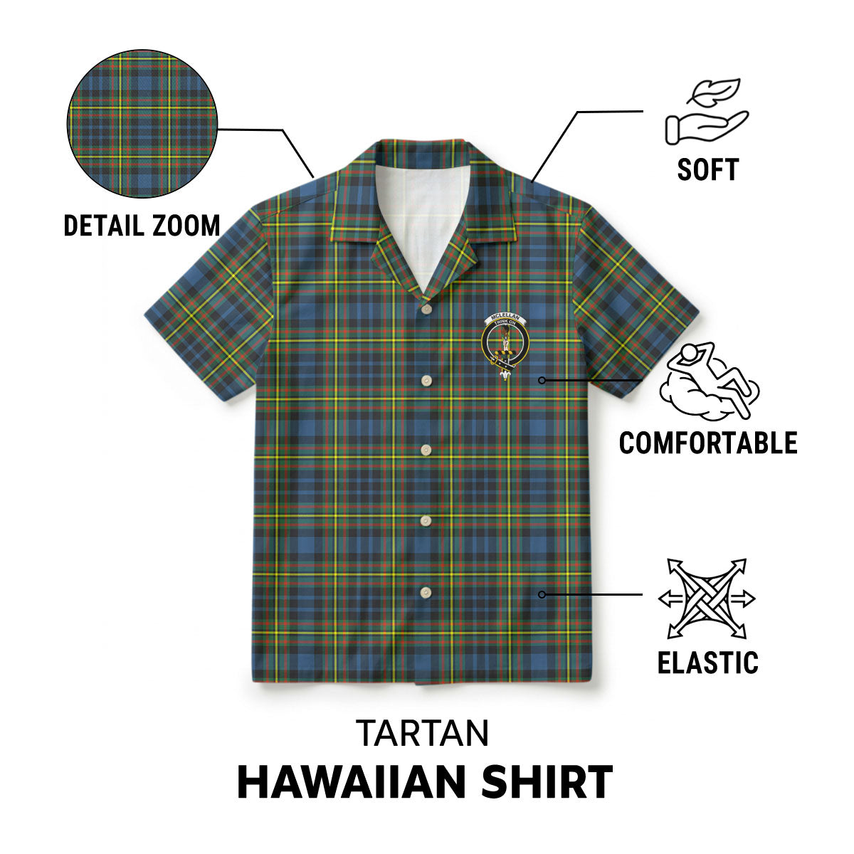 McLellan Ancient Tartan Crest Hawaiian Shirt