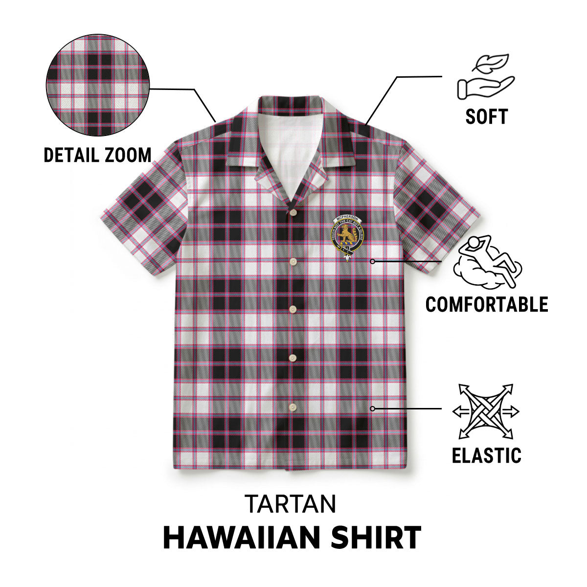 McPherson Hunting Modern Tartan Crest Hawaiian Shirt