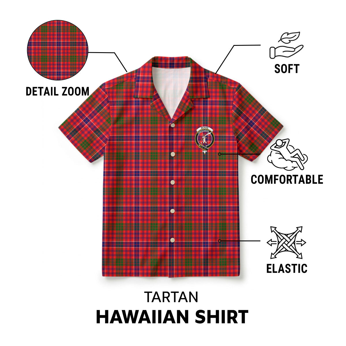 McRae Modern Tartan Crest Hawaiian Shirt