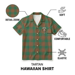 Menzies Green Ancient Tartan Crest Hawaiian Shirt