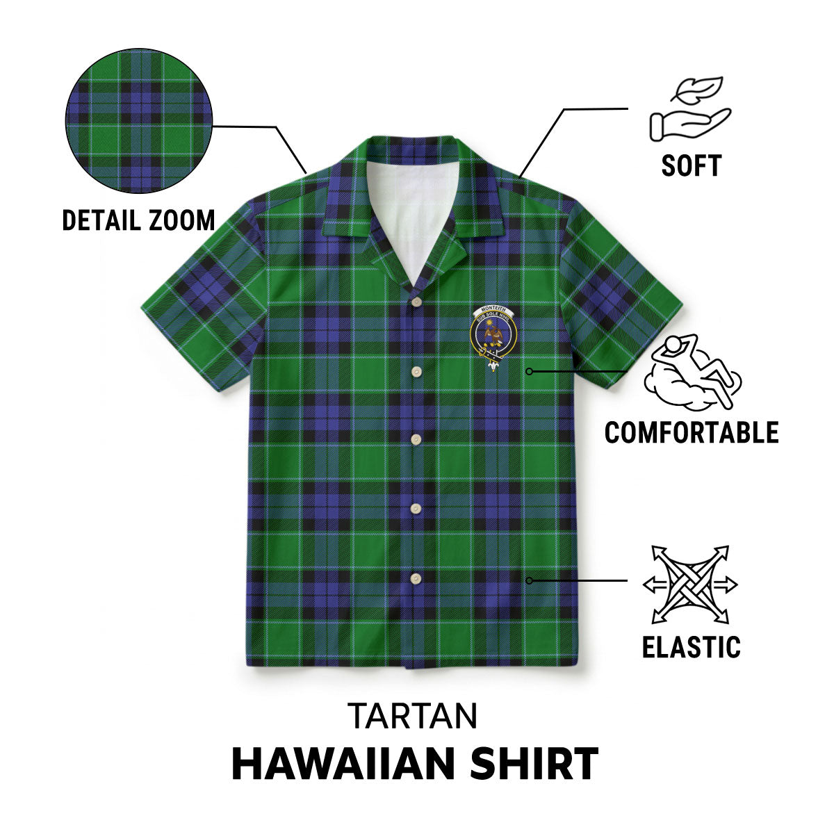 Monteith Tartan Crest Hawaiian Shirt