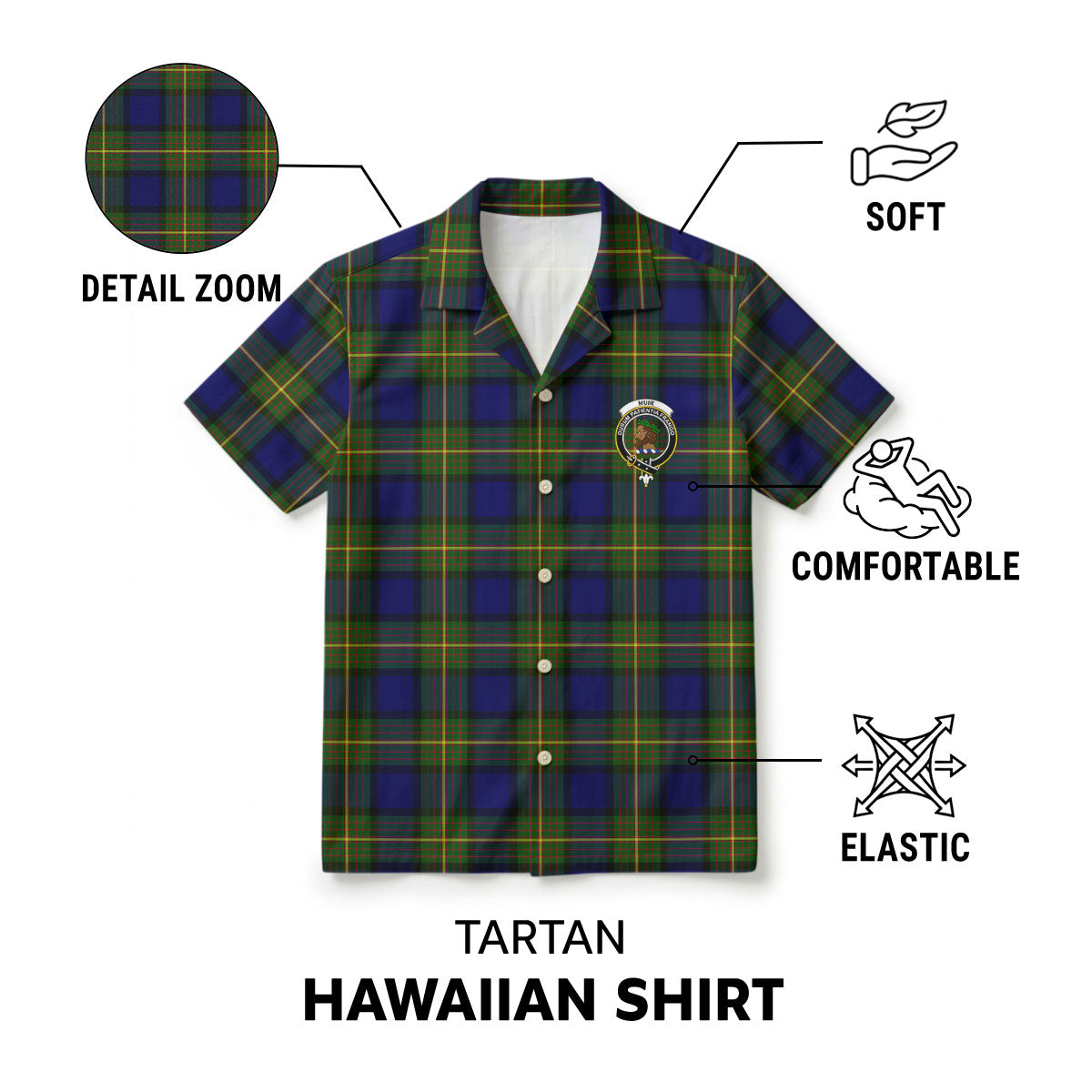 Muir Tartan Crest Hawaiian Shirt