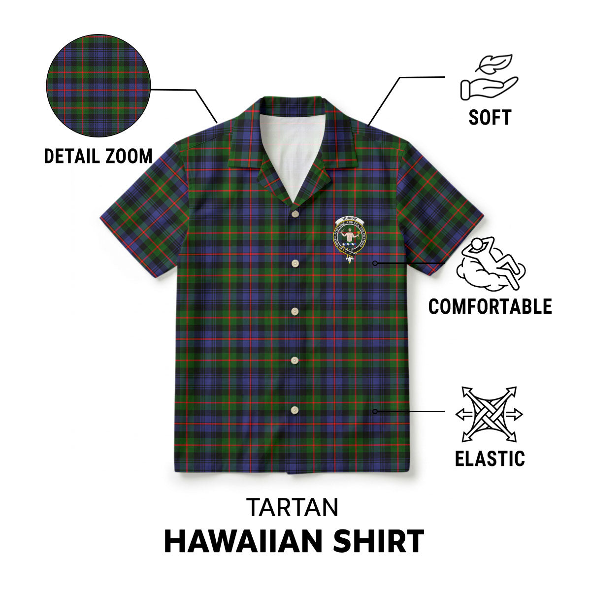 Murray of Atholl Modern Tartan Crest Hawaiian Shirt