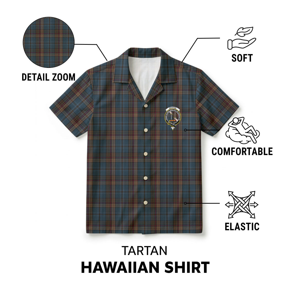 Renton Tartan Crest Hawaiian Shirt
