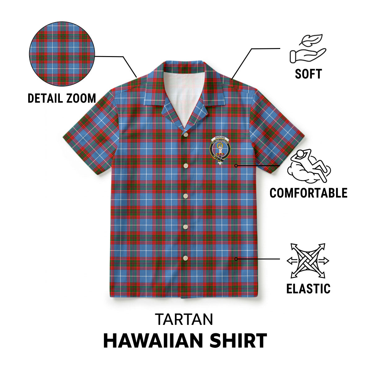 Skirving Tartan Crest Hawaiian Shirt