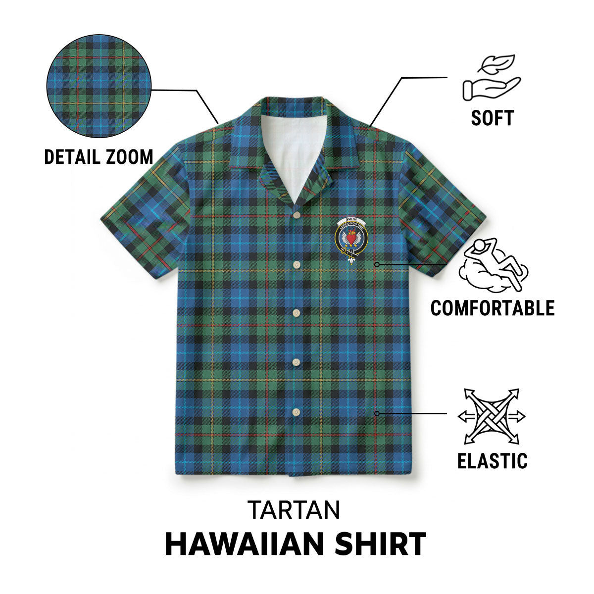 Smith Ancient Tartan Crest Hawaiian Shirt