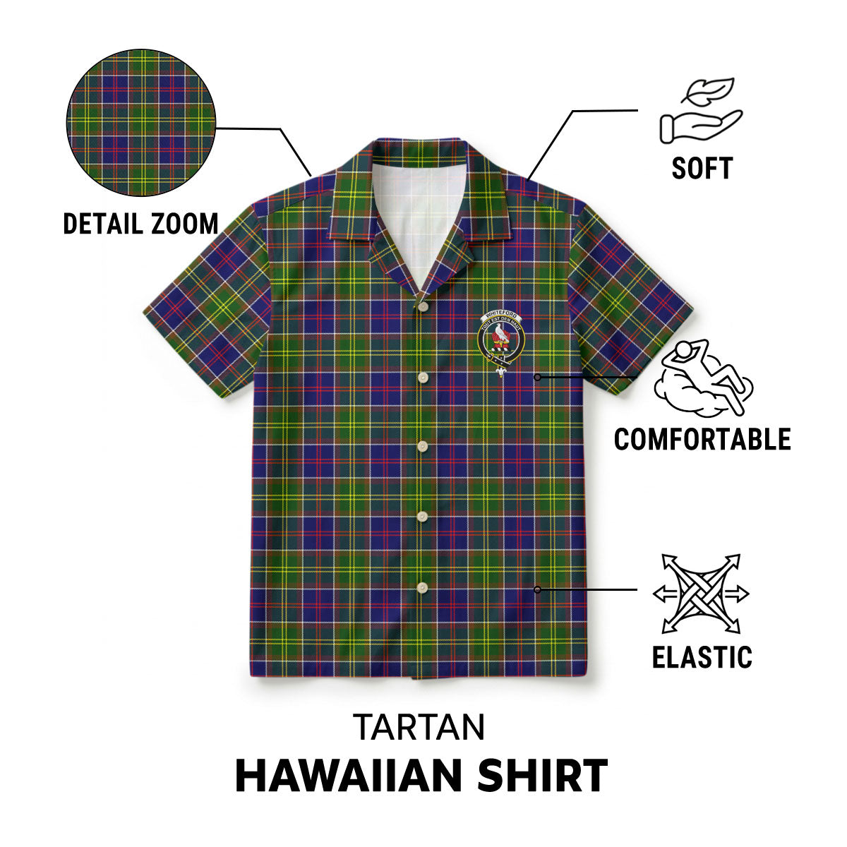 Whiteford Tartan Crest Hawaiian Shirt