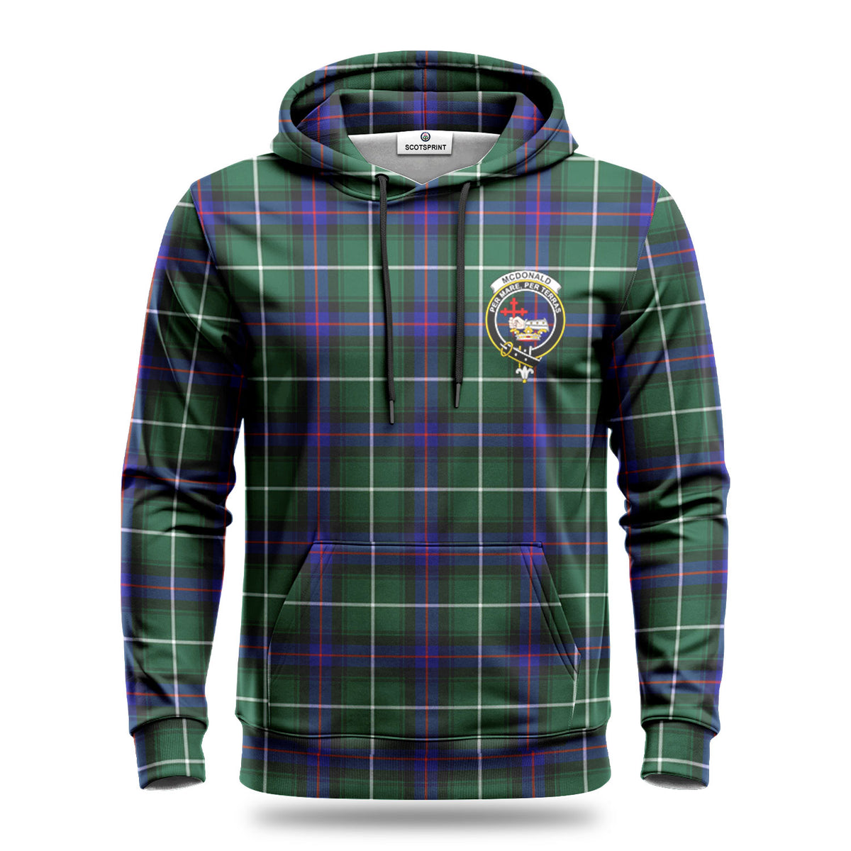 McDonald of the Isles Hunting Modern Tartan Crest Hoodie