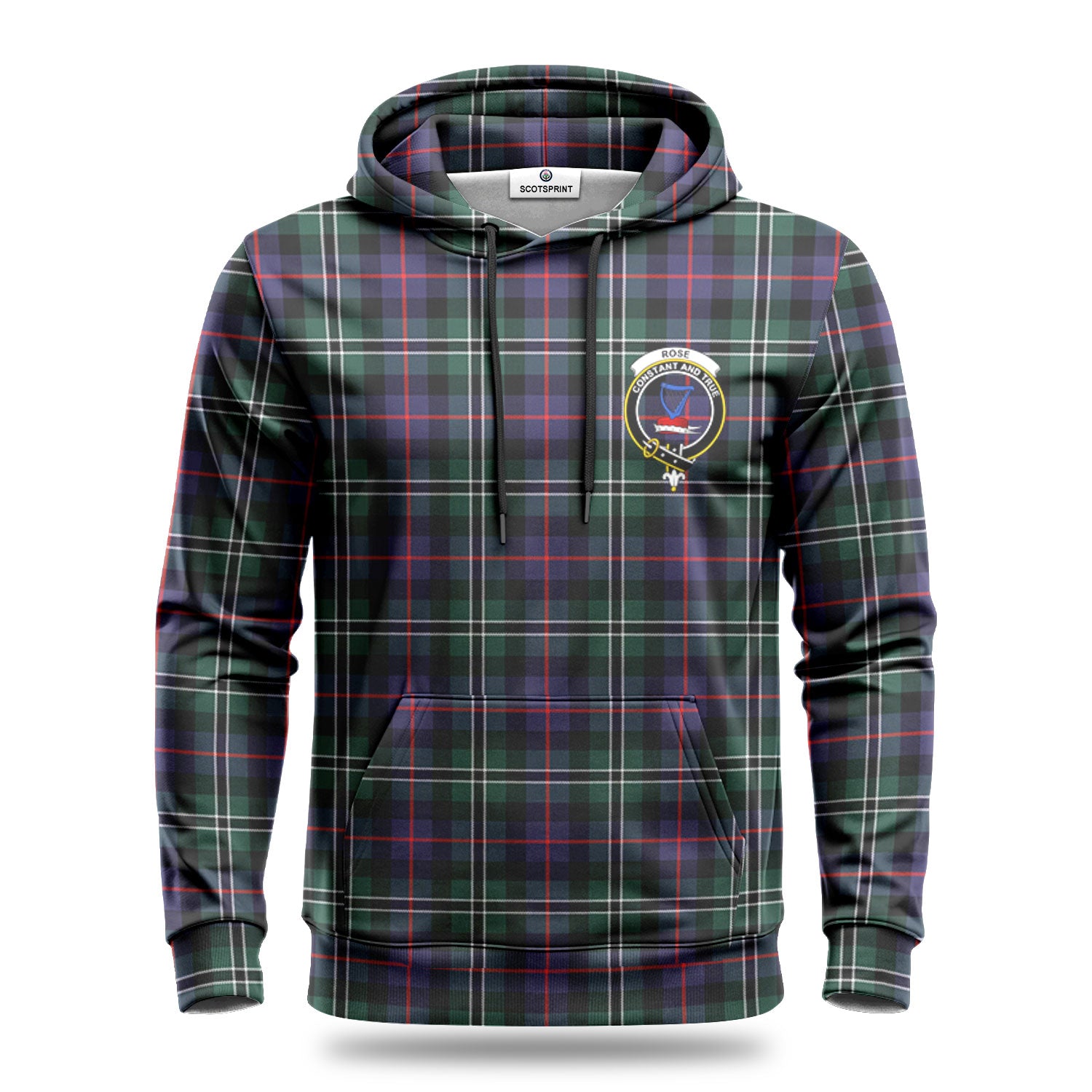 Rose Hunting Modern Tartan Crest Hoodie