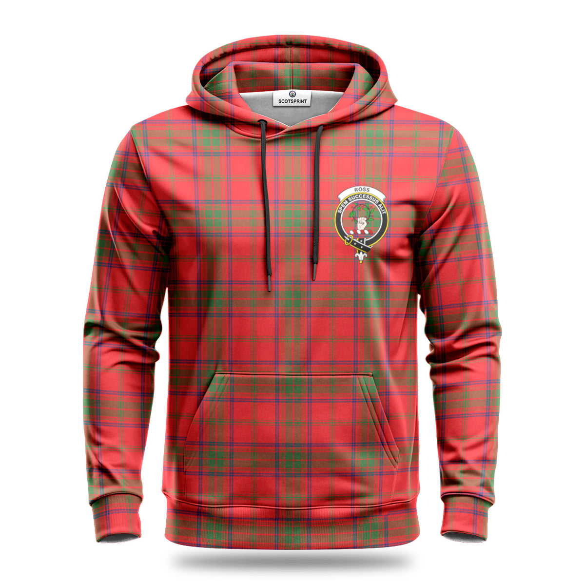 Ross Modern Tartan Crest Hoodie